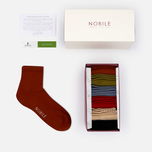 Vintage Palette - Box of 6 Short Sports Socks in Colored Organic Cotton