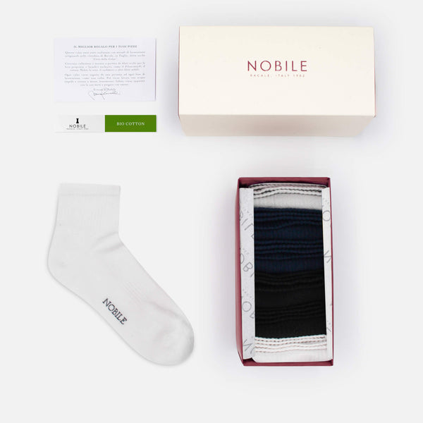 Essential - Box of 6 Short Women's Sports Socks in Organic Cotton