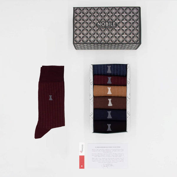 Boîte de Bureau Quotidienne de 6 Chaussettes Courtes - 3x Couleur Unie & 3x Côtelé