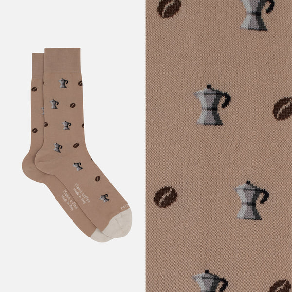 Espresso - Short sock in soft Makò cotton with design