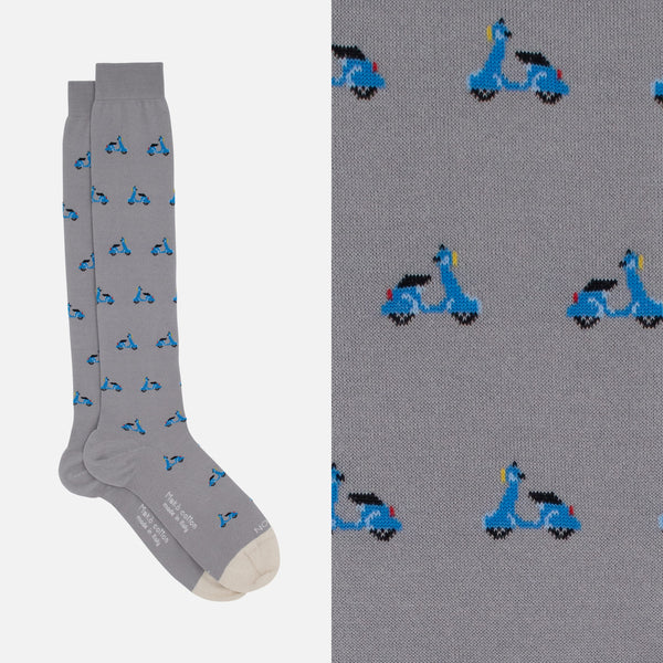 Scooter - Long sock in soft Makò cotton with design