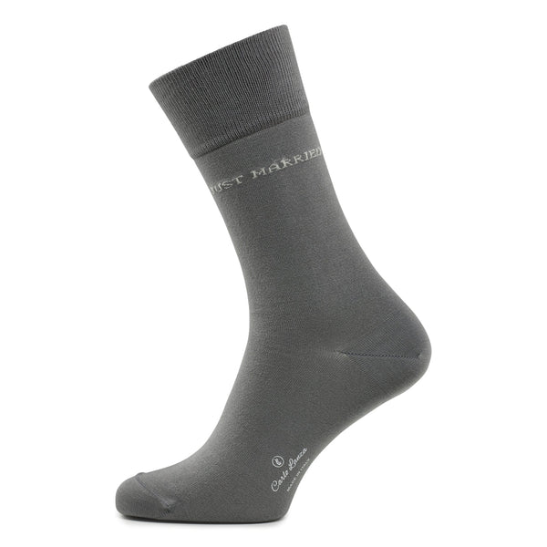 Cotton Men's Socks Just Married | Mid Grey