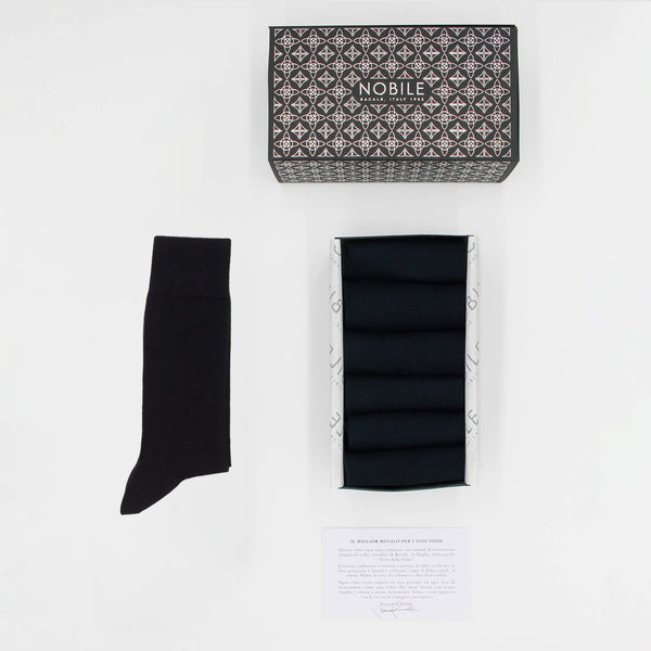 Box of Short Cashmere Goat Hircus Socks - 6 Pairs Black