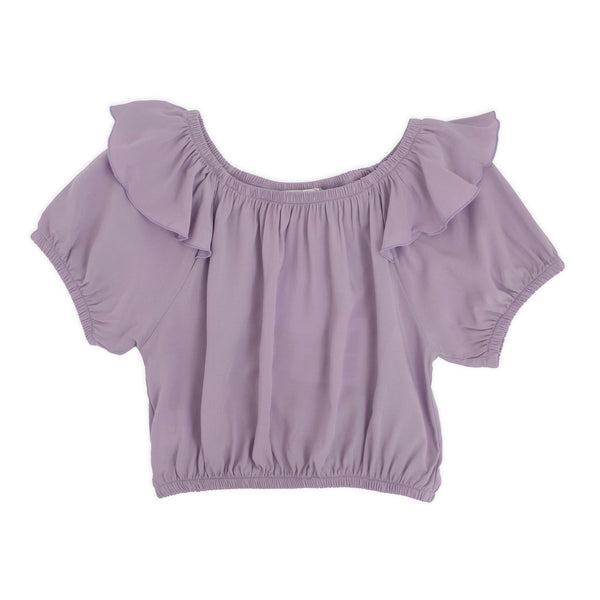 RUFFLED VISCOSE TOP WITH RUFFLE