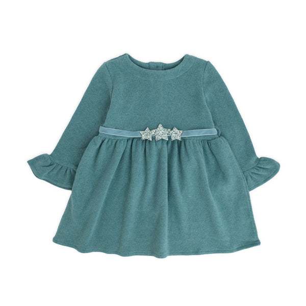 WARM COTTON DRESS WITH GLITTER STARS BELT