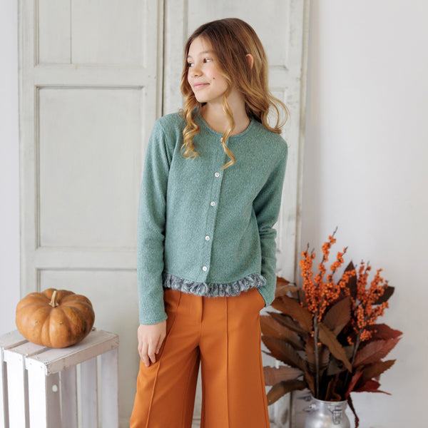 CARDIGAN MAGLINA MORBIDA CON FRANGIA