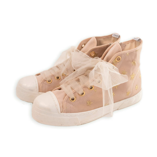 HIGH TOP SNEAKER TULLE AND GOLD STARS