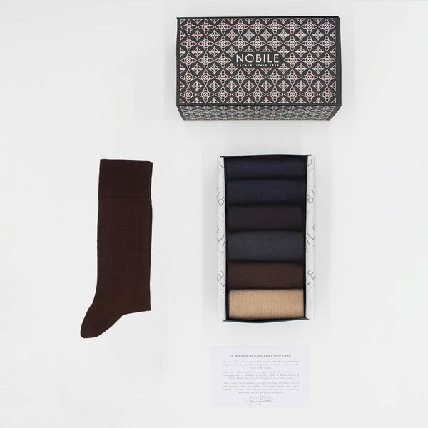 Box of Short Chiffon Socks in Pure Mulberry Silk - 6 Pairs Mixed Colors