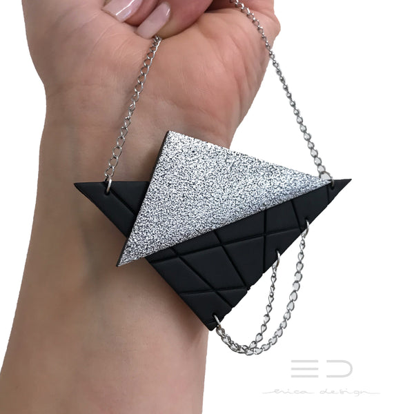 asymmetric | black - textured silver