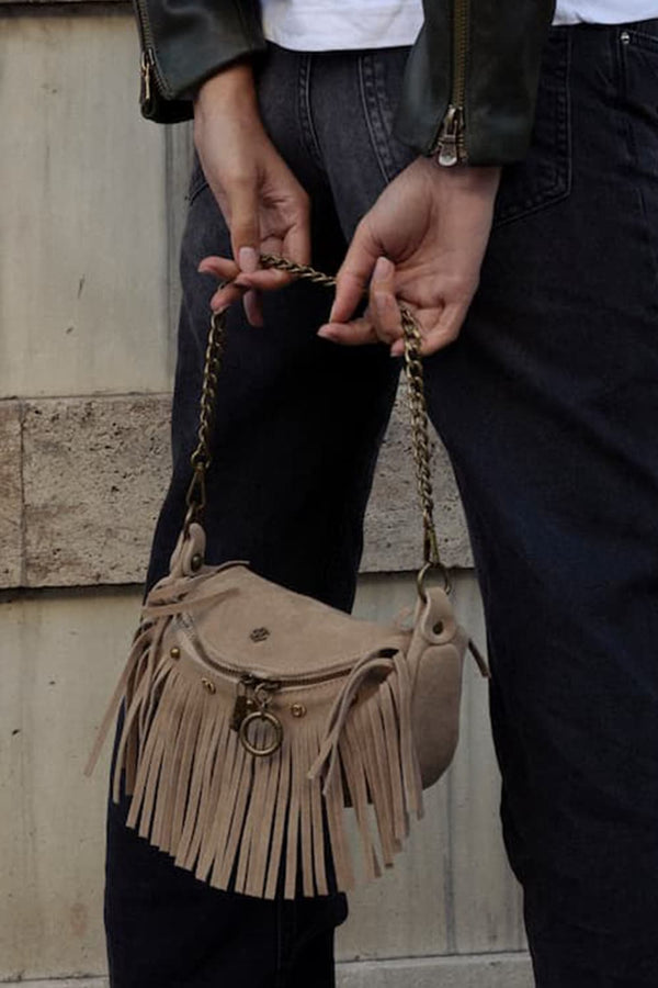 Bea Camoscio Borchie borsa donna 100% vera pelle Made in Italy - Barone Firenze