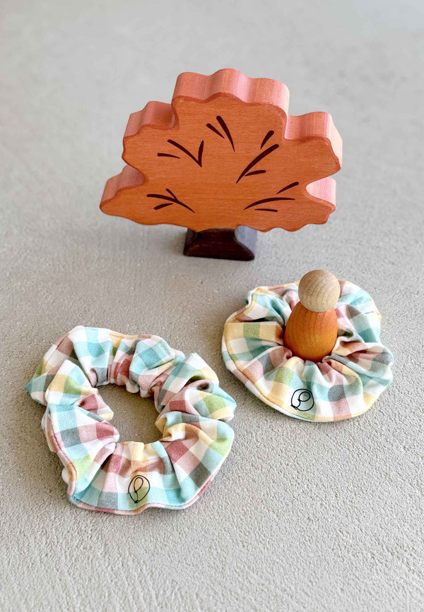Chouchou in bambù (scrunchie) - Passeggiata nel bosco - Palloncino blu