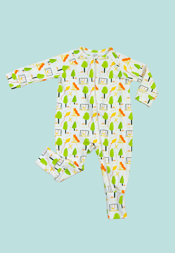 Bamboo Zip Romper - Playground - Blue Balloon