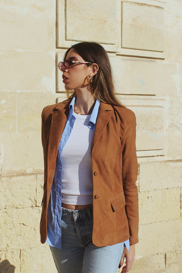 Blazer Rose Camoscio giacca donna 100% vera pelle Made in Italy - Barone Firenze