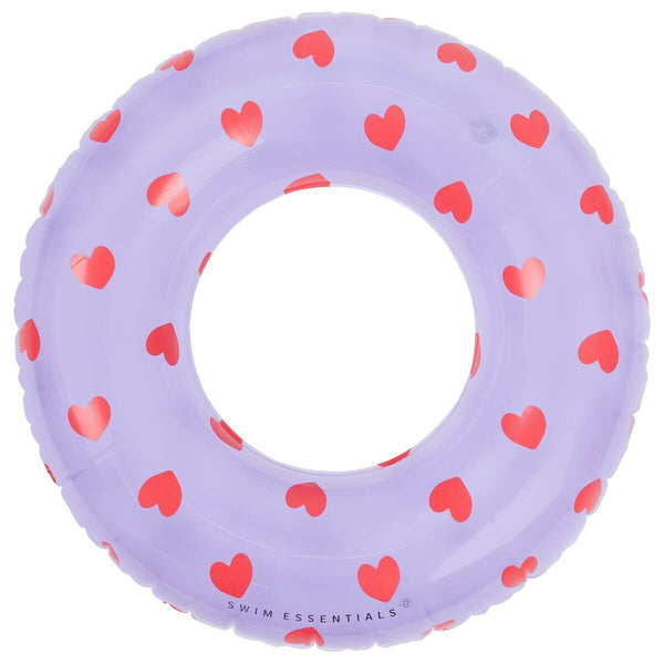 Swim Essentials Otroški plavalni obroč 55cm, Lilac Hearts - PUFFI