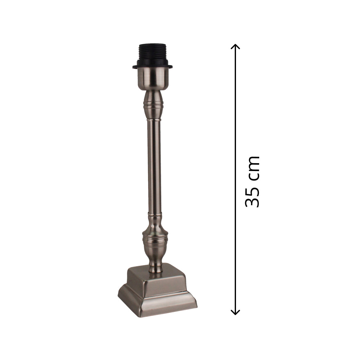 Lampenfuß Nickel Matt 35 cm auf quadratischem Fuß – ideal für Tischlampen.