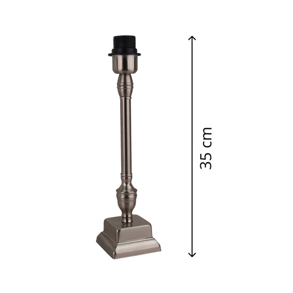 Lampenfuß Nickel Matt 35 cm auf quadratischem Fuß – ideal für Tischlampen.