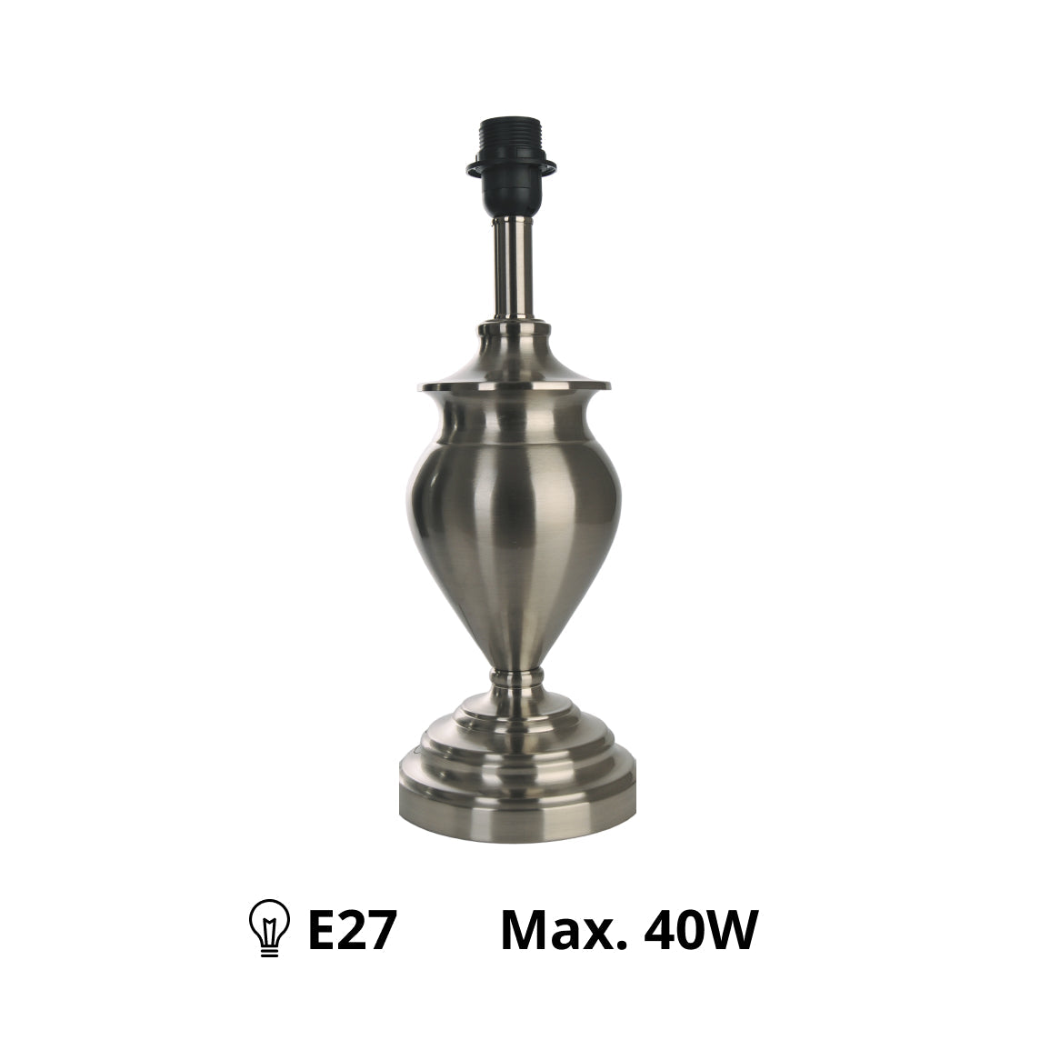 Various Metal Lamp Base in Matte Nickel – Classic Elegance for Your Lighting (43 cm)