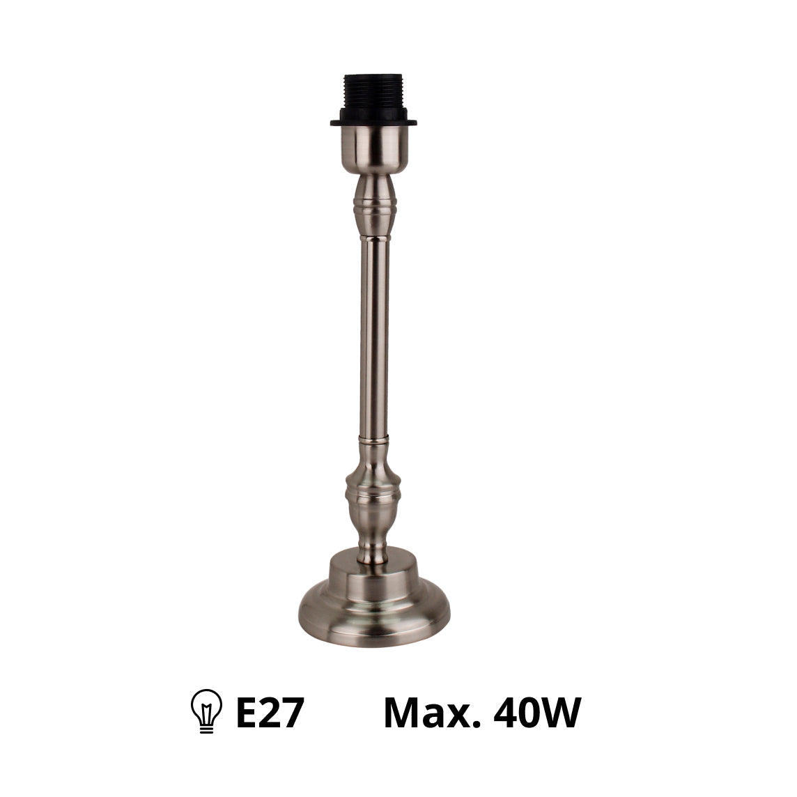 Hochwertiger Lampenfuß in Nickel Matt, minimalistisches Design, 35 cm hoch.
