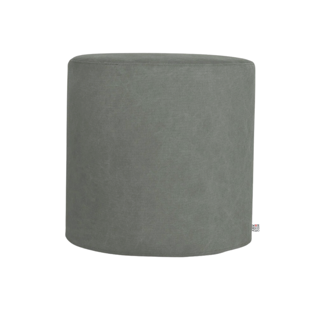 CYLINDER 42, Round Cotton Footstool with Legs 42 x h42
