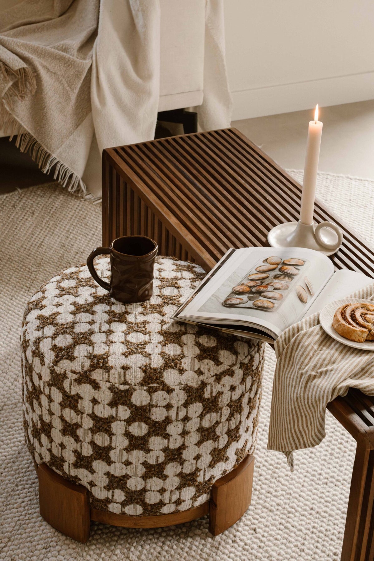 Indore Home - Fien - Pouf - Ottoman - Brown - Beige