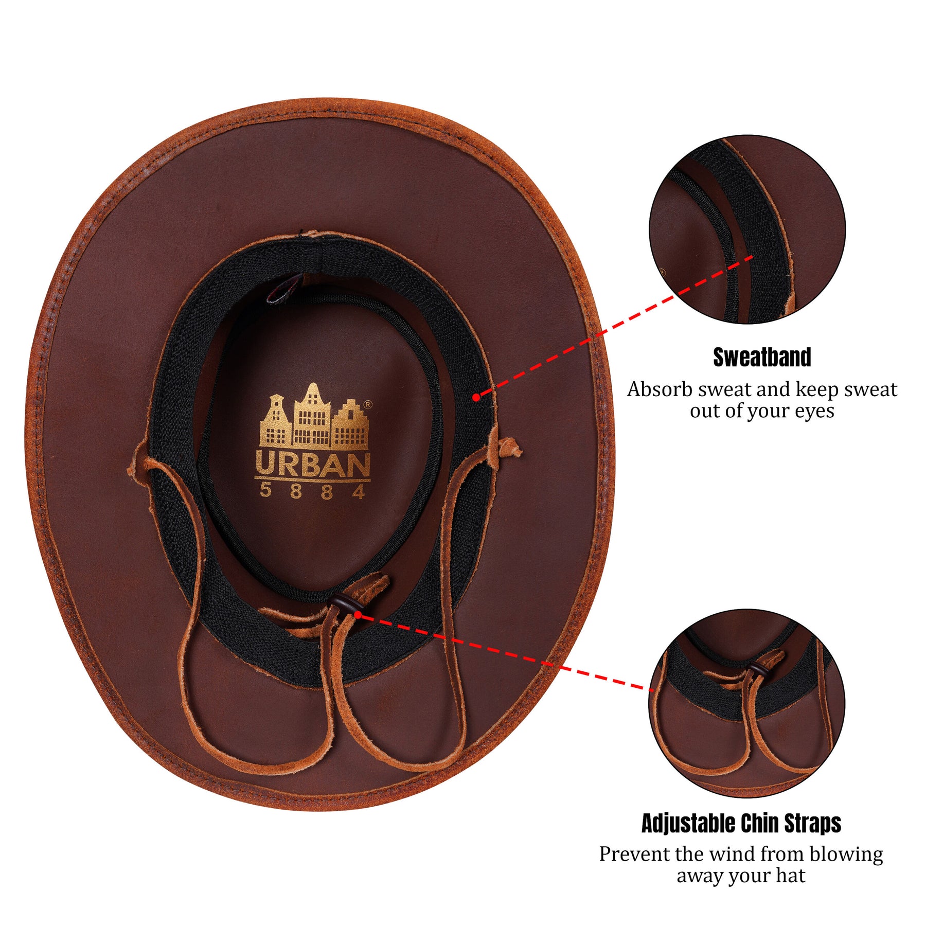 Leren hoed chestnut unisex