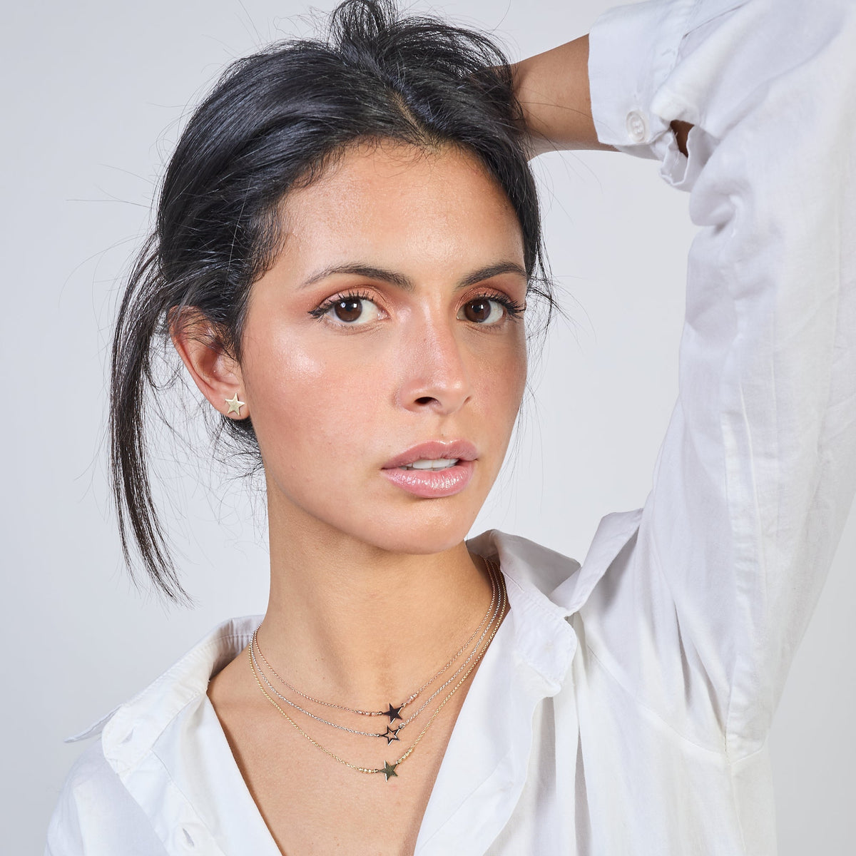 Gold-plated silver necklace with pierced star centerpiece