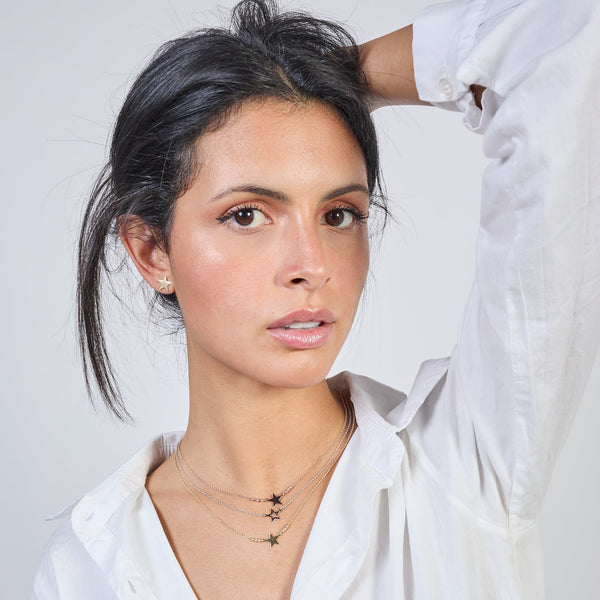 Gold-plated silver necklace with pierced star centerpiece