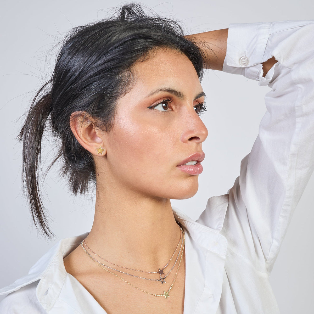 Gold-plated silver necklace with pierced star centerpiece