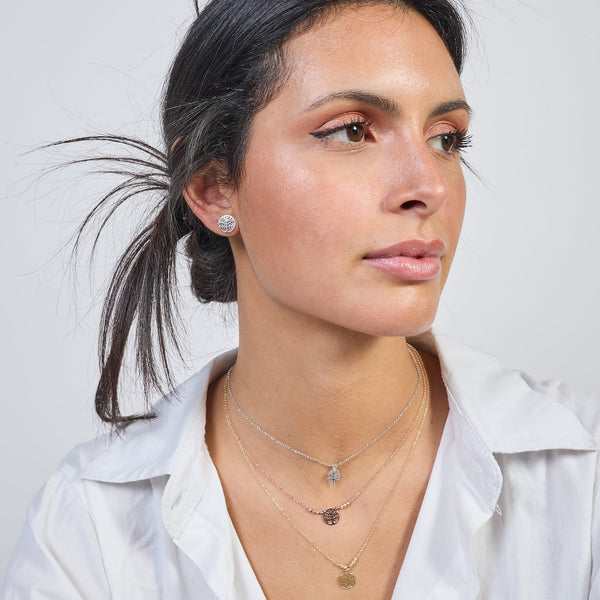 Collana argento dorato con centrale albero della vita traforato tondo