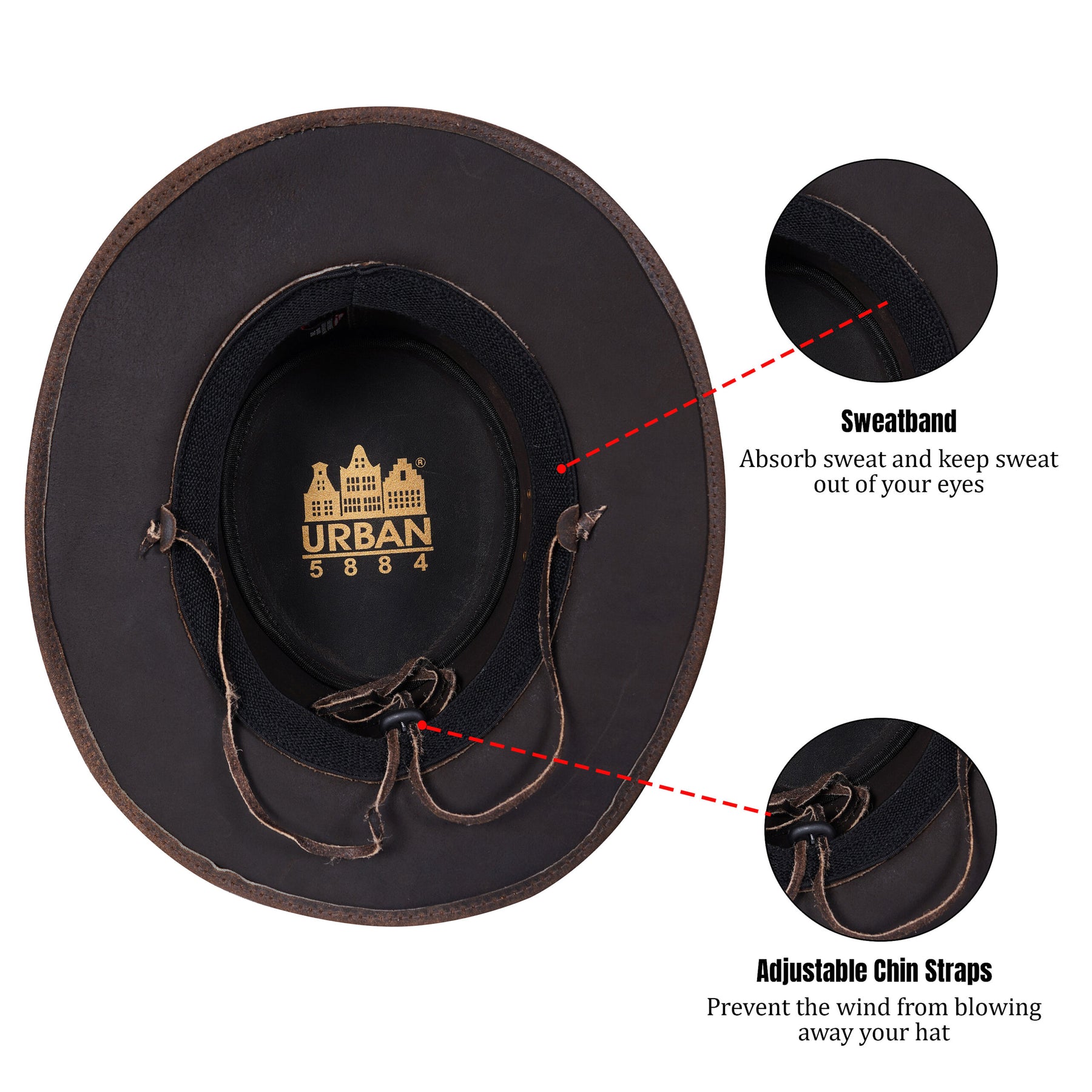 Sombrero unisex de cuero marrón