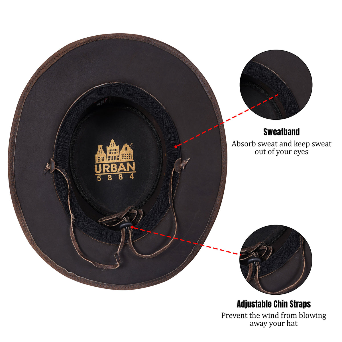 Sombrero unisex de cuero marrón