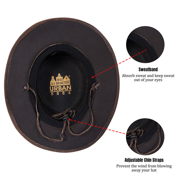Sombrero unisex de cuero marrón