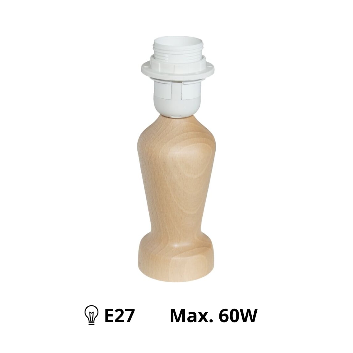 Various Lamp Base Mona – Natural – 20 cm, E27 – Wood & Vintage
