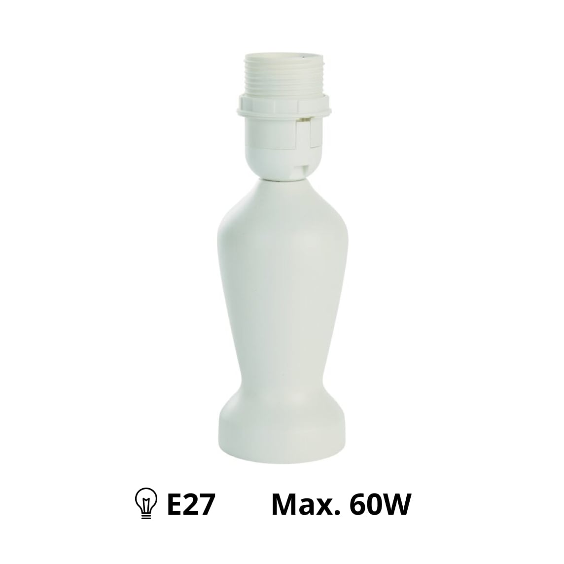 Various Lamp Base Mona – White – 20 cm, E27 – Wood & Vintage