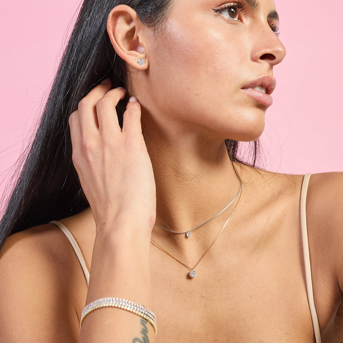 Bracciale argento dorato tennis e zirconi bianchi mm 2,0