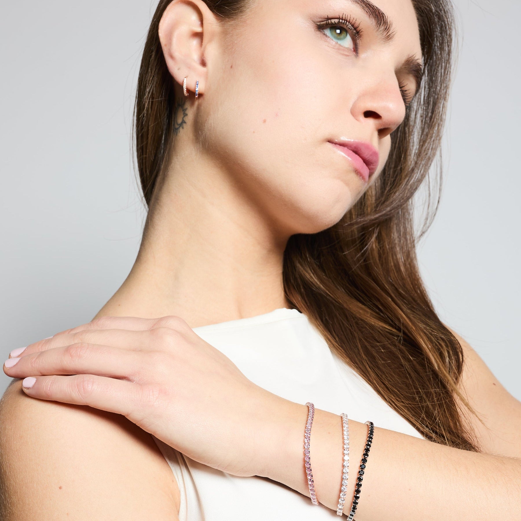 Rose Gold Tennis Bracelet with Light Pink Zirconia 3.0 mm