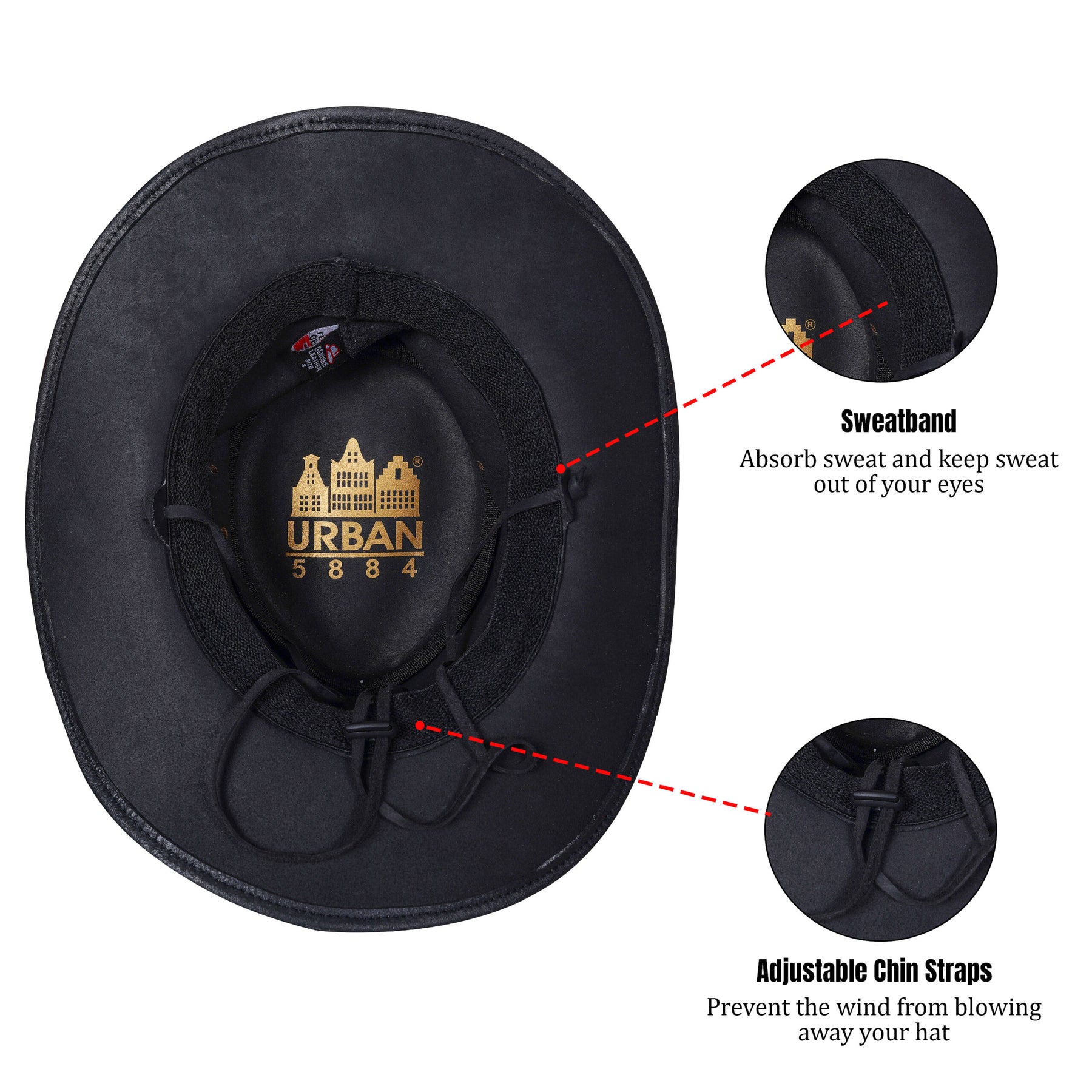 Cappello in pelle nera unisex