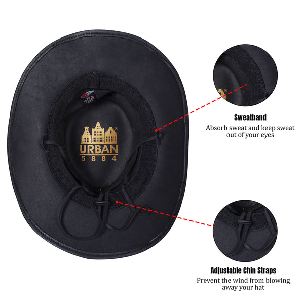 Cappello in pelle nera unisex