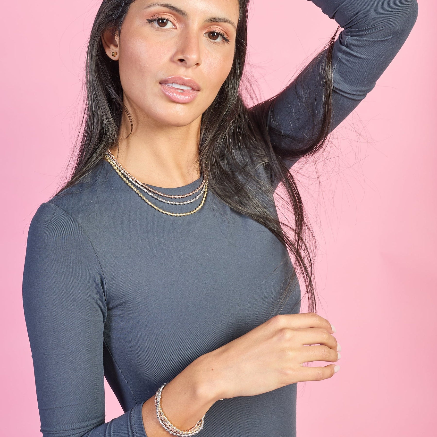 Rhodium-plated silver necklace ref. LC7