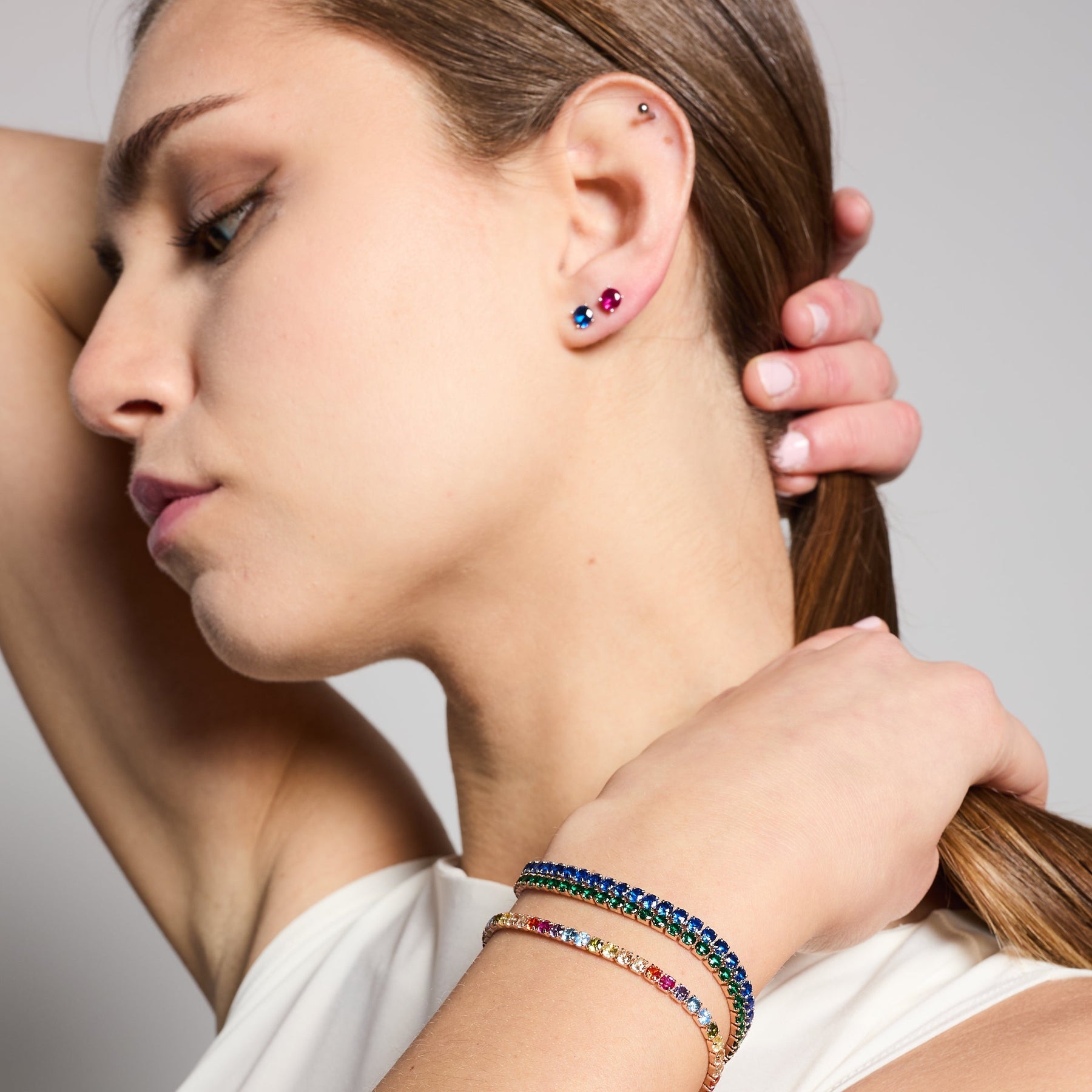 Rhodium-plated silver tennis bracelet with blue zirconia 2.0 mm