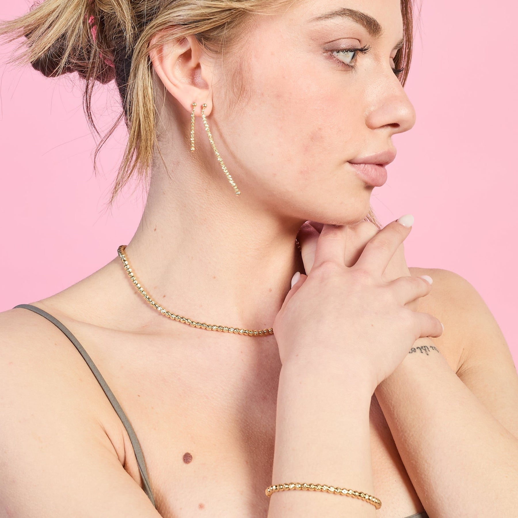 Yellow gold plated silver dangling earrings ref. LC92