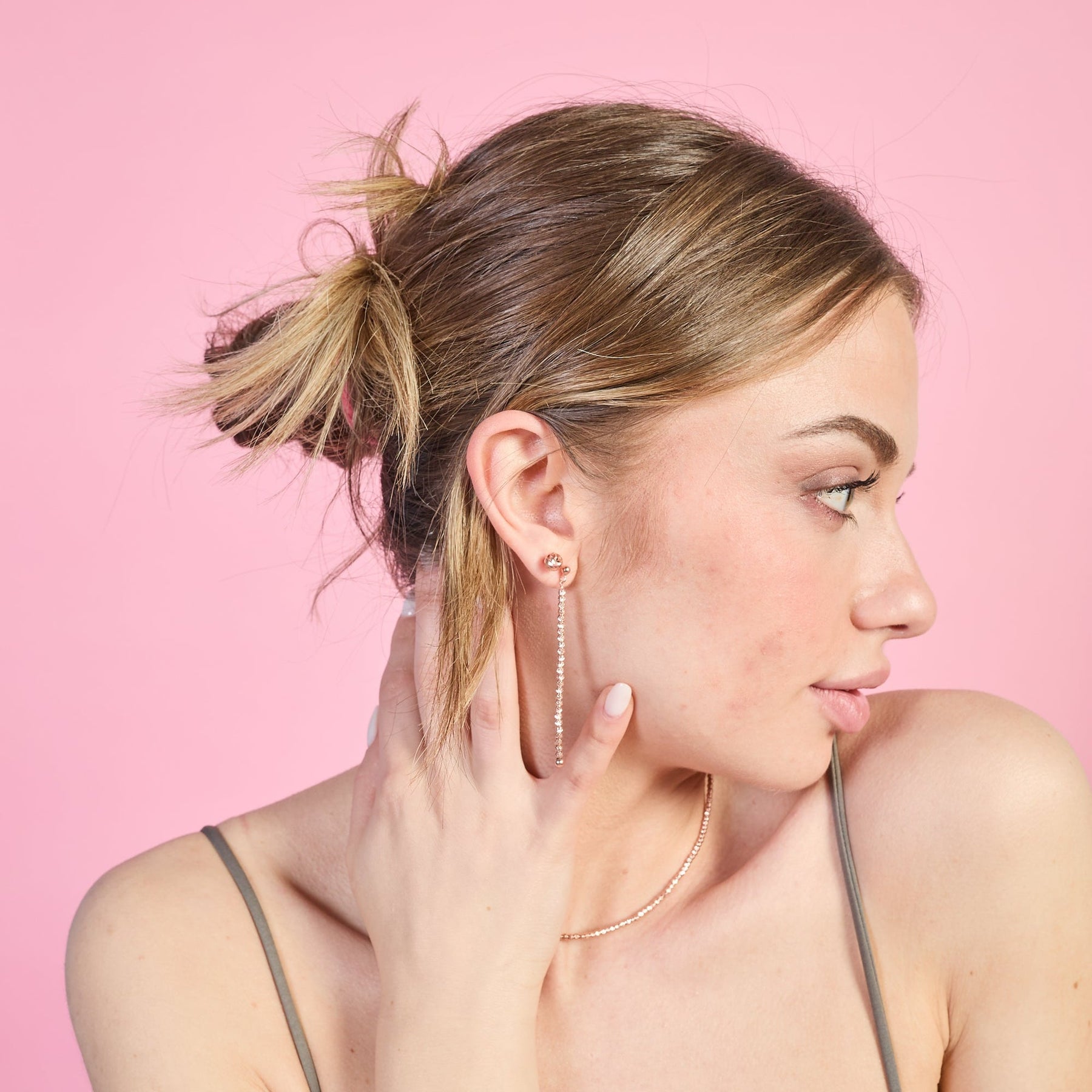 Rose gold plated silver dangling earrings ref. LC82