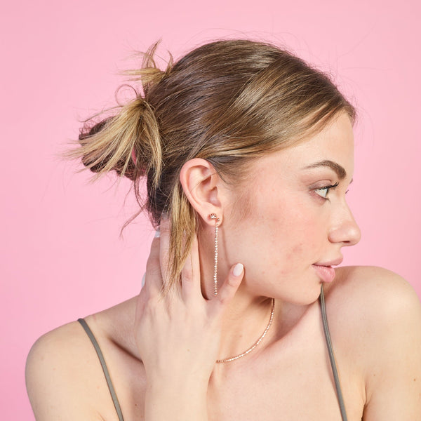 Rose gold plated silver dangling earrings ref. LC82