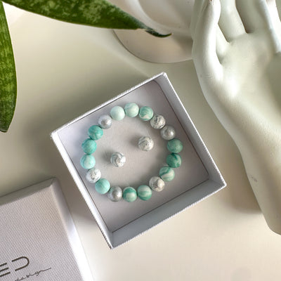 Bracelet, earrings | BULB LIMITED | turquoise-green