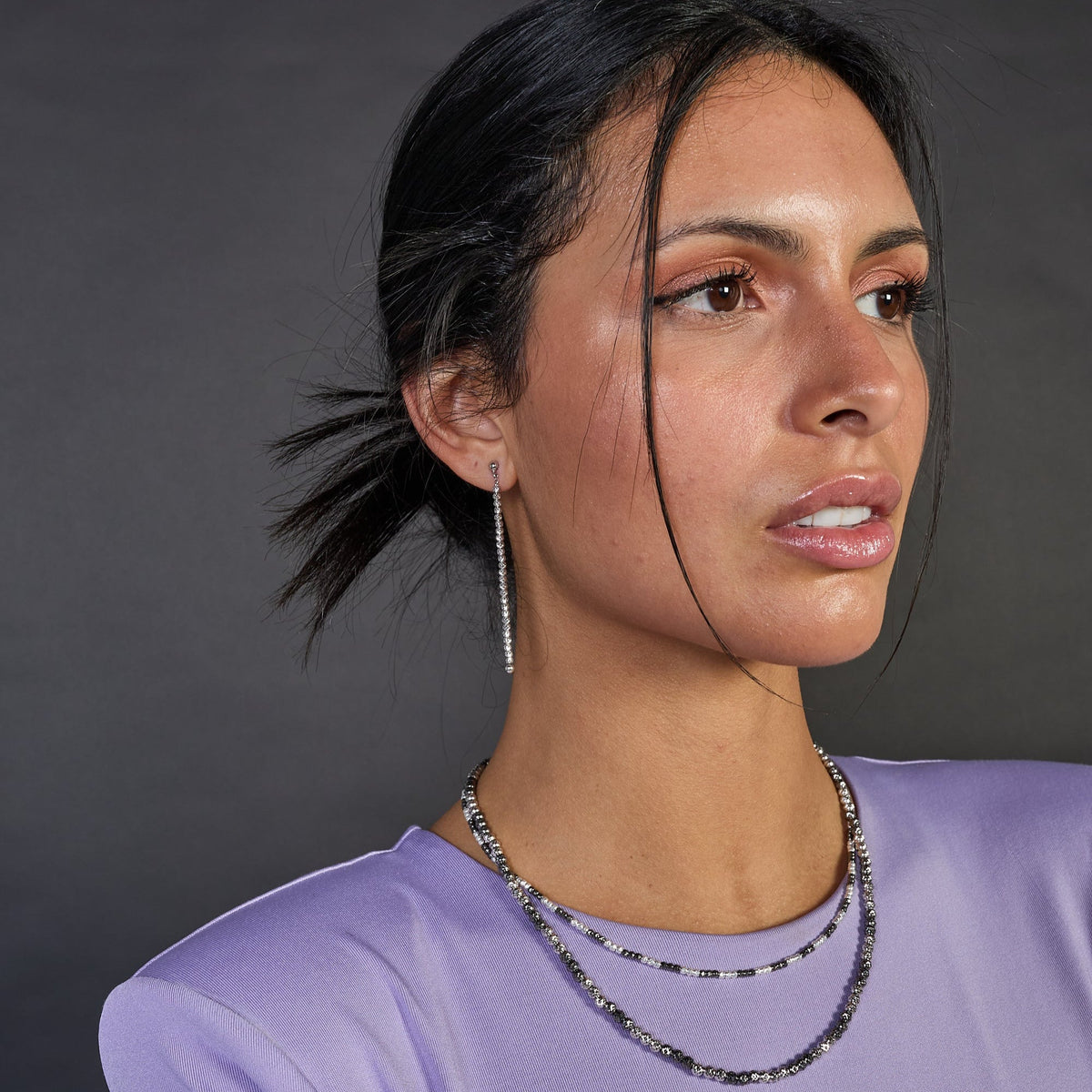 Rhodium-plated silver dangling earrings ref. LC87