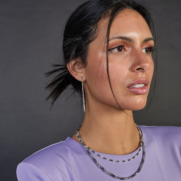 Rhodium-plated silver dangling earrings ref. LC87