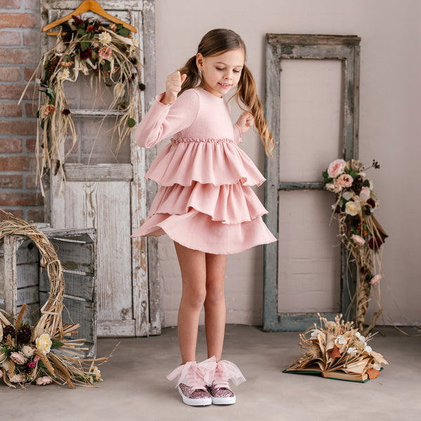 MILANO STITCH DRESS WITH RUFFLES