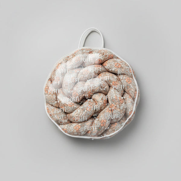 Single bumper for children's bed JERSEY CHEERFUL FLOWER PEACH