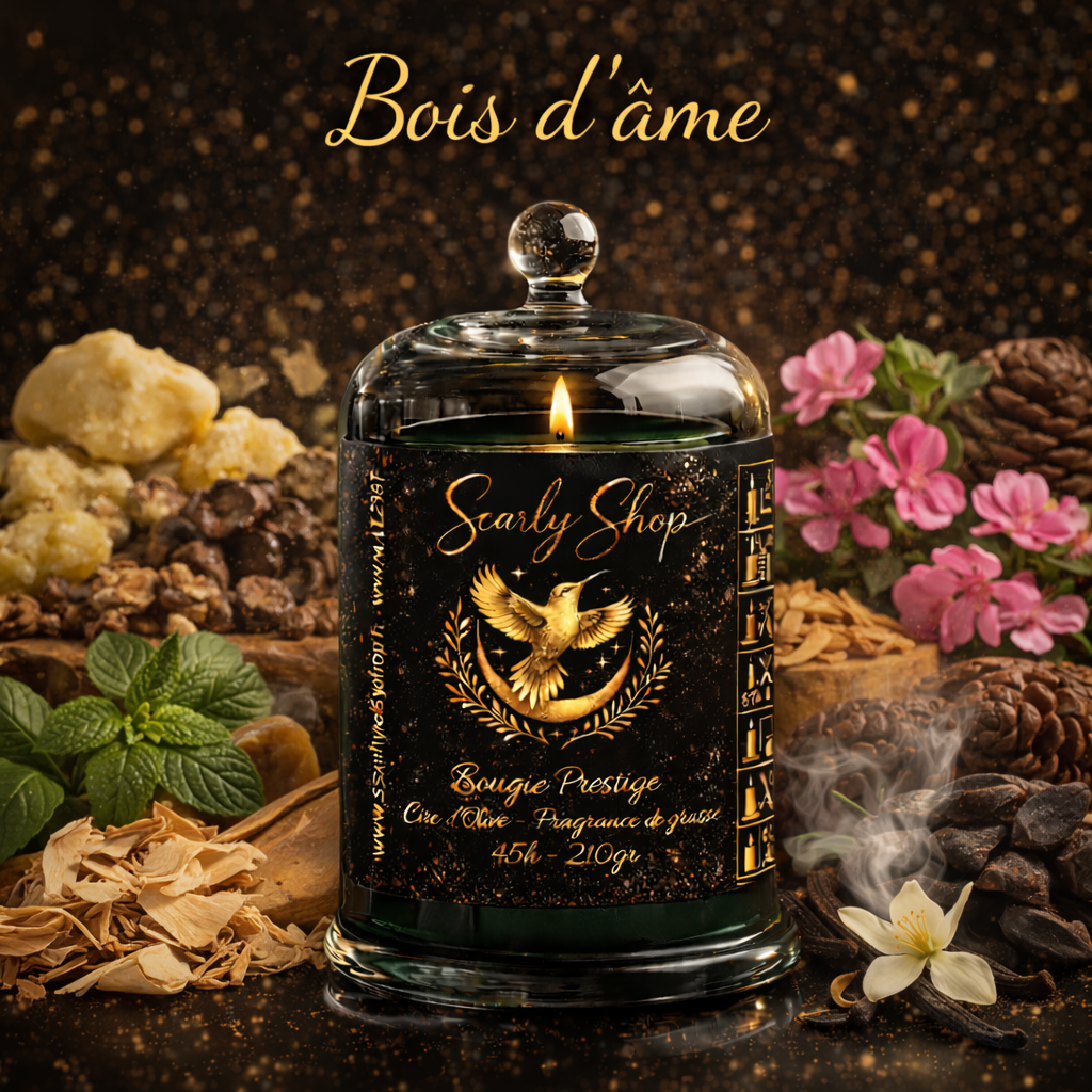 Bougie Prestige - Bois d'Âme - 45h - Cire D'olive