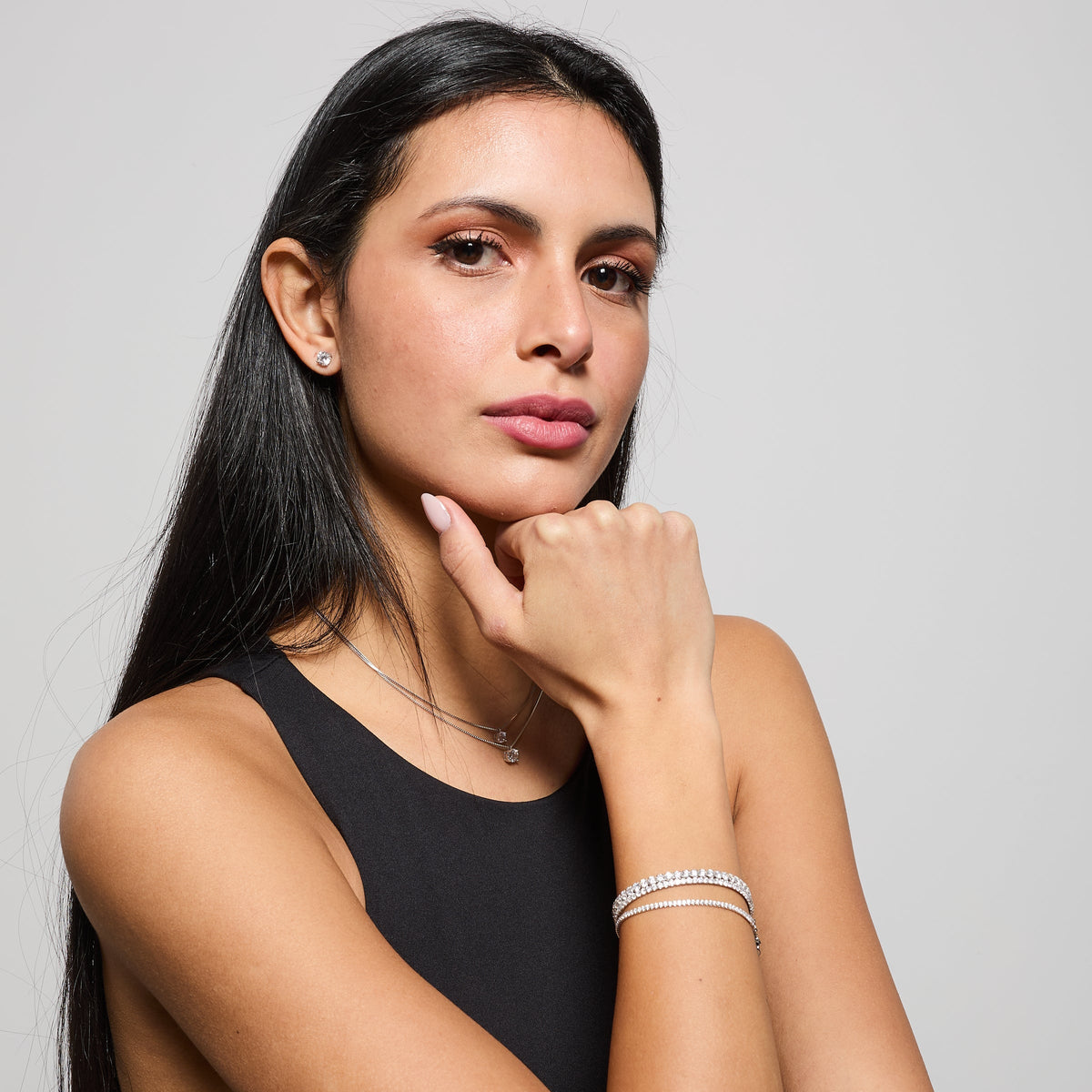 Rhodium-plated silver tennis bracelet with white zirconia mm 3.0